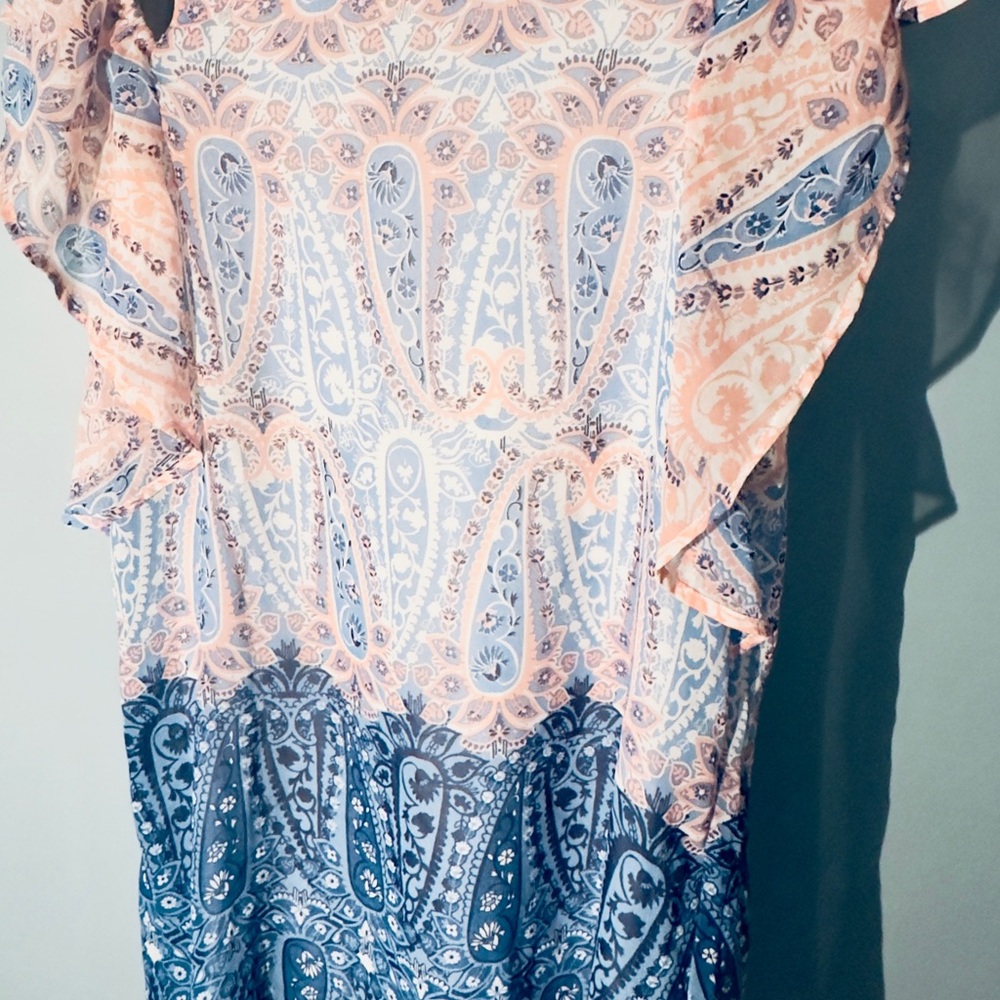 Love Reign, Off The Shoulder Blouse, Peach And Blue, Women’s Small